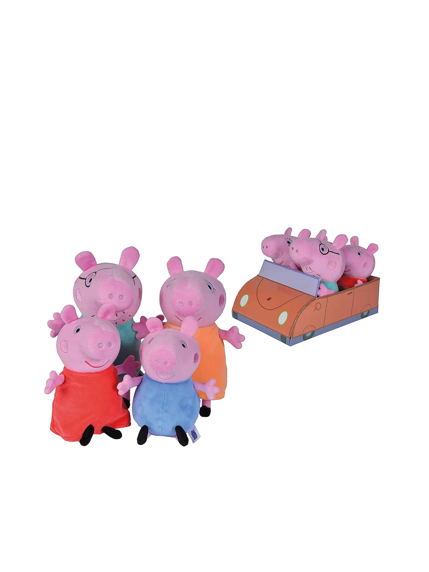 SIMBA | Plüschtier Peppa Pig 4-tlg. Familienset im Auto | 